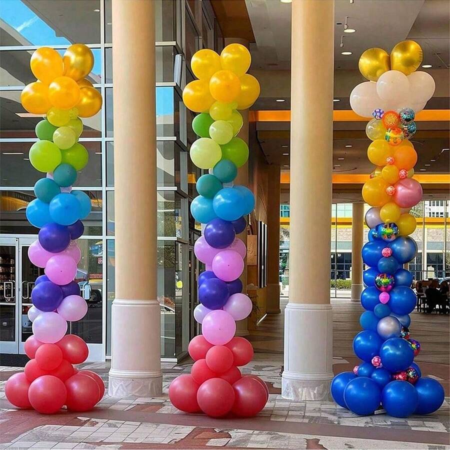 1/2/4 Set Balloon Column Stand Kit For Floor Set Balloon Arch Stands, Height Adjustable Balloon Tower Pillar With Bases Reusable Metal Telescopic Design For Graduation, Wedding,Birthday Party Decoration