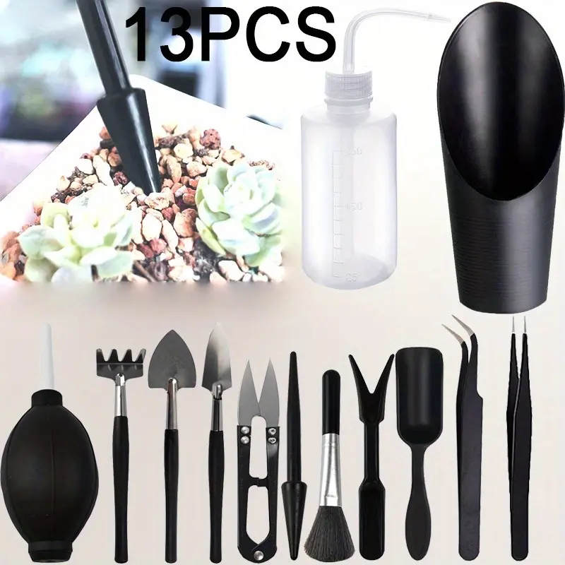 13Pcs Succulent Plant Tools Set, Mini Garden Planting Watering Tool Kit for Succulent Miniature Gardening Plant Care Garden Accessories - Home Improvement., Stainless Steel, All-In-One