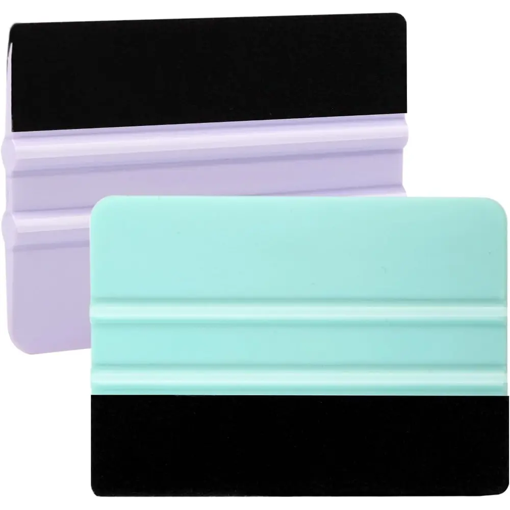 2-Piece Smooth Felt Vinyl Squeegee Kit, Purple & Teal, Automotive Car Wrap Window Tint Glass Film Application Tool