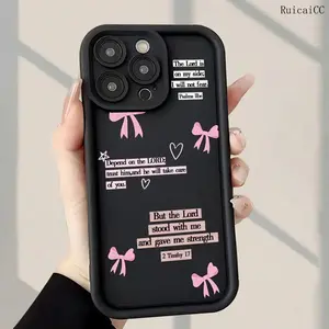 Bible Verses And Bows Pattern Phone Case Compatible with iPhone 11/12/13/14/15/16//17/Air/promax/Plus Soft Shock-Proof Anti-Fingerprint Full Coverage Thick Protective