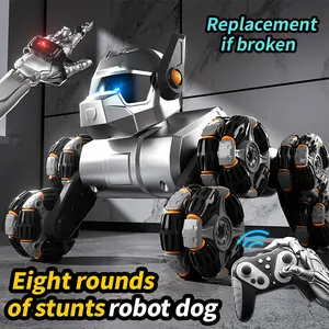 8-Wheel Robot Dog Stunt Toy Car for Kids with Watch & Remote Dual Control, Smart Pet Vehicle with Parent Control, 360° Flipping & Rolling, Dual Motors, LED Face & Music, USB Rechargeable