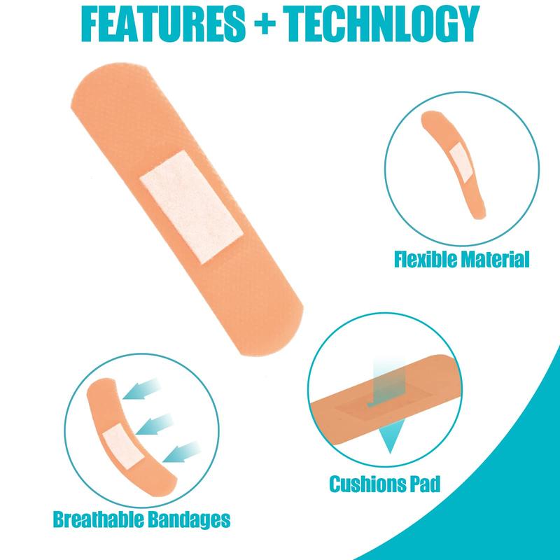 80/160-Pack PE Flexible Adhesive Bandages Waterproof Breathable Cushioned Pad Assorted Sizes Finger Knuckle Bandages for Wound Care Healthcare Disposable Kit Aid