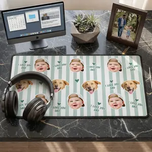 Personalized Photo Desk Mat for Dad – Custom Face Mouse Pad, Funny Father’s Day Office Desk Gift