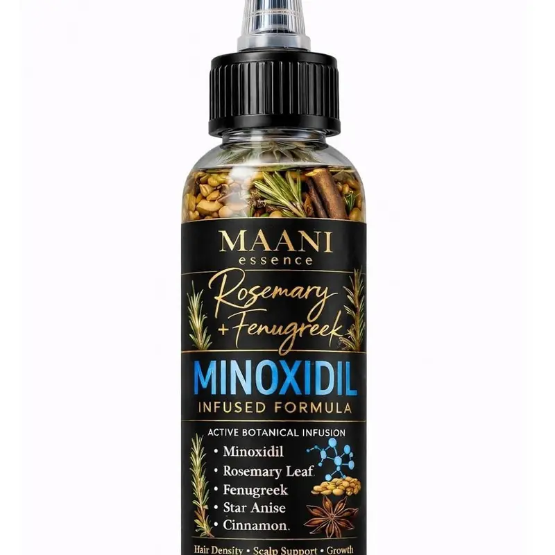 Maani Essence Nourishing Herbal Minoxidil Hair Growth Oil - 120ML Active Botanical Infusion Scalp Treatment for Adults, with Rosemary Leaves, Fenugreek Seeds, Cinnamon, Anise Star, Straight Hair Growth Boost, Scalp Health, Density & Thickness