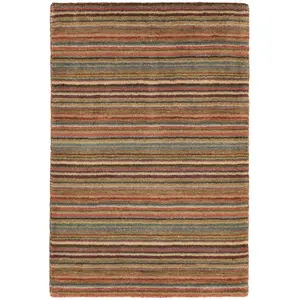 Brindle Stripe Spice Hand Loom Knotted Wool Rug