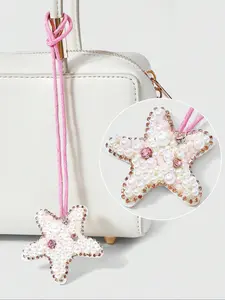 Starfish Faux Pearl Rhinestone Bag Charm, Sparkly Bag Charm, Stylish Backpack Charm, Handmade Beaded Keychain Decor, All Season Fashion Accessory, Fashion Bag Charms for Bags & Keys