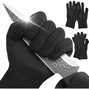 4PCS Cut Resistant Gloves Food Grade Level 5 Protection,Safety Cutting Gloves with Stainless Steel Wire for Kitchen Chefs Butchers Meat Cutting Mandoline Oyster Shucking Garden -Superior Dexterity, L