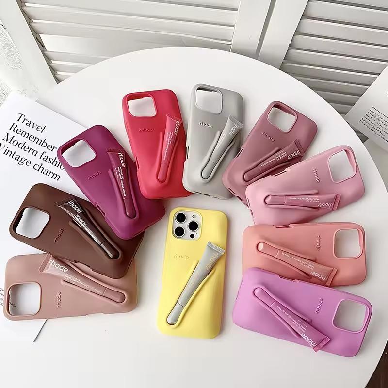 Portable Lipstick Phone Silicone Case, Fits iPhone 17/11/12/13/14/15/16 Pro Max Plus, Soft Shell Lollipop Design, Protective Cover