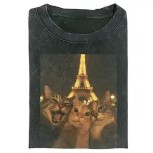 Cat Taking Selfie with Eiffel Tower Funny T-Shirt - Graphic Tee, meme shirts, silly cat meme Graphic Tee Gift For Men Women, Menswear