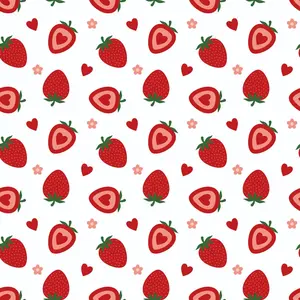 Sweet Strawberries Flowers and Hearts Quilting Cotton Fabric