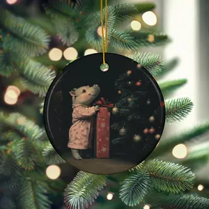 Ceramic Ornament, Vintage Moo Deng For Christmas Ornament, Holiday Decor, Tree Decoration, Unique Gift, Ornament Set, Home Decor