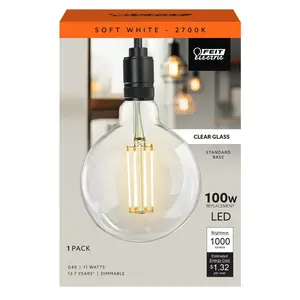 Feit Electric 100 Watt Replacement Soft White 2700K G40 E26 Dimmable Vintage Edison LED Light Bulb