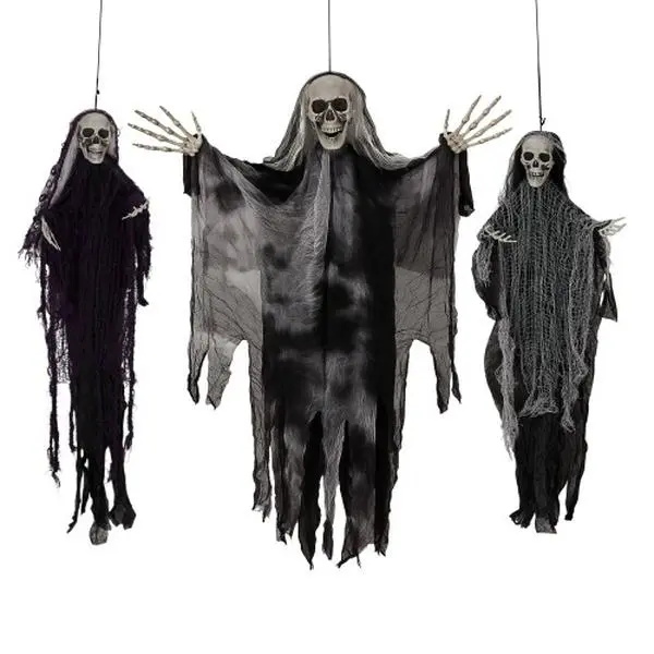 Ubesgoo 3 Pack Hanging Halloween Skeleton Ghosts Decorations, Grim Reapers For Best Halloween Outdoor Decorations