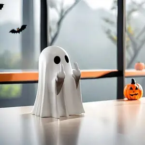 Middle finger creative cute ghost decoration Halloween ghost figure resin craft home ornaments