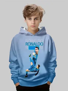 Boys' Casual Comfortable, 3D Digital Print, Fitted, Graphic Team Hoodie, Perfect for Outdoor Commuting, Spring & Fall