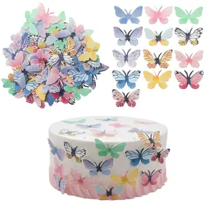 72Pcs Edible Butterfly Cupcake Toppers 3D Colorful Cake Realistic Butterfly Dessert Decoration for Birthday Party Wedding Food Decorations Mixed Size