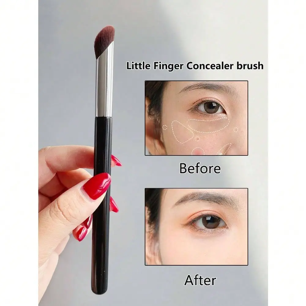 2pc Black Round Headed Concealer Brush, No Brush Marks, Covers Pimples, Acne Scars, Dark Circles,Foundation Brush,Concealer Brush,Blush Brush,Contour Brush,Blush Brush,Bronzer Brush,Powder Brush,Foundation Brush,Blush Brush