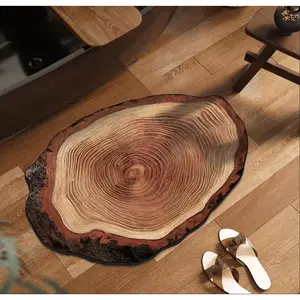 Wood Grain Diatomaceous Earth Mat, Super Absorbent-Dry Non-Slip Rug for Kitchen, Bathroom, Bedroom - Tree Ring Design Floor Mat