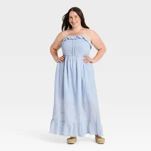 Women's Cotton Maxi Pullover Sundress - Universal Thread Blue 3X