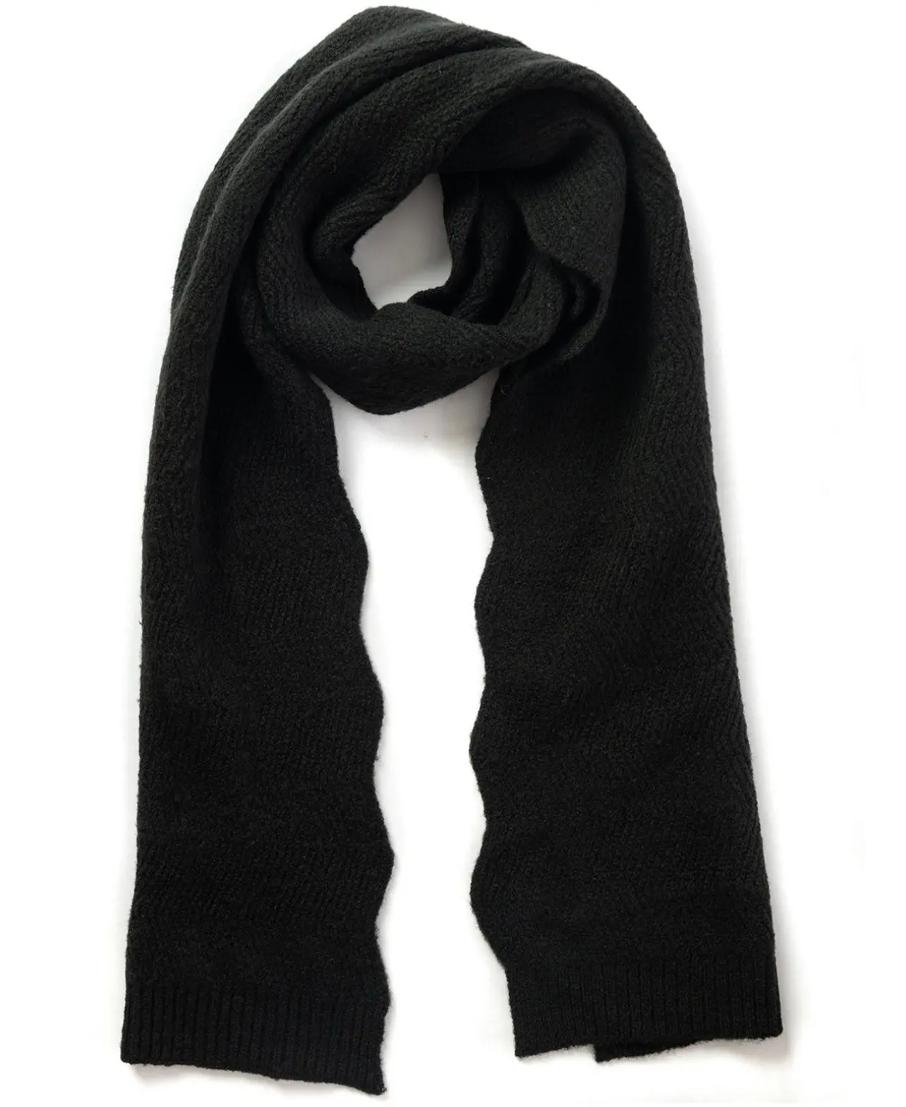 INC International Concepts Chevron Knit Muffler Scarf, Black