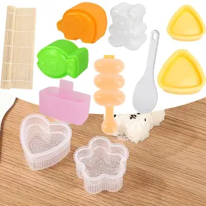 10Pcs Cute Onigiri DIY Rice Ball Molds,Animal Decorating,Triangle Shapes,Bento Sushi Maker Tool,Kitchen Utensils Plastic Set