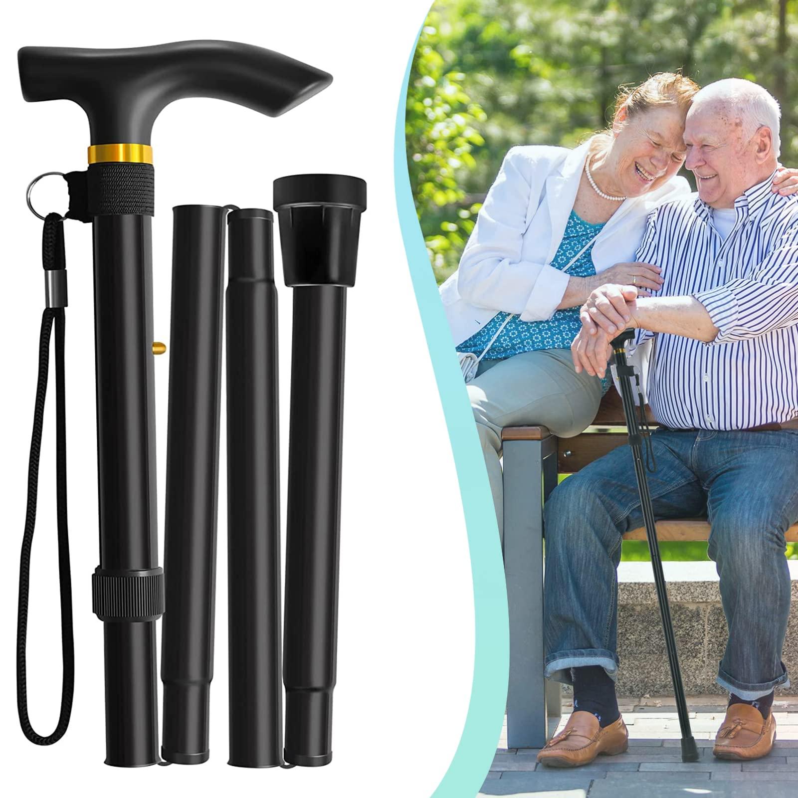 Walking Cane, Folding Cane for Man & Women, Portable Lightweight | 5-Level Adjustable Height, Collapsible Cane for Seniors Balancing Mobility Aid