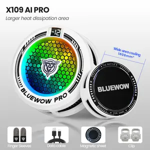 BLUEWOW X109 AI Pro Magnetic & Clip-On Phone Cooler RGB Lights 3-Speed Fast Chill Semiconductor TEC Cooling for iPhone Samsung Purple Cable