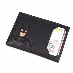 Leather Bat Wallet, Superhero Theme Design, Multiple Card Slots, Eye Shape Cutout, ID Wallet for Teens, Boyfriend, Husband