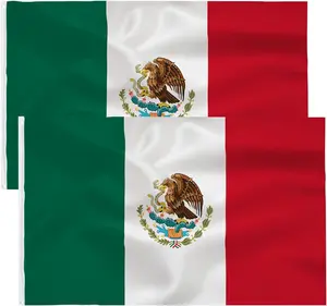 2Packs Mexico Flag 3X5 Foot- Mexican National Flags Indoor/Outdoor Quality Polyester with Vivid Color Brass Grommets Decorations TCTOHZNG