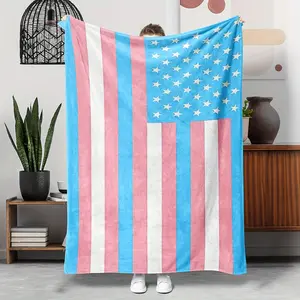 1PC Flannel Fleece Blanket, Transgender Pride Flag Blanket, Soft, Warm, and Comfortable Sofa Bed Office Blanket, Small Throw Blanket, Lunch Break Blanket, Halloween and Christmas Gift