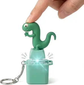 Lizard Button Keychain Fidget Toy, Portable Press Button with Colorful Light & Sound, Anxiety Stress Relief Gadget, Funny Novelty Gift (1 pcs Lizard)