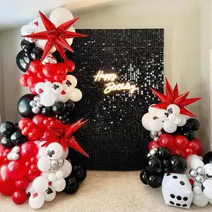 Black Sequin Shimmer Backdrop Wall Panels for First Birthday Party Decoration Supplies Easy to Install Reusable PET Material Acrylic Backboard