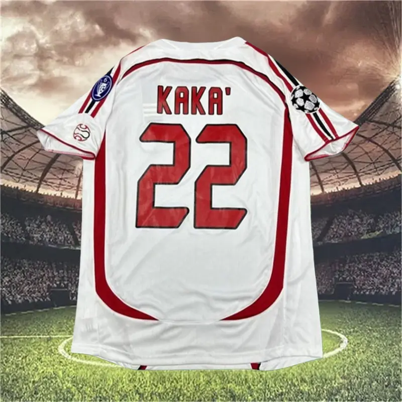 2006 2007 Away Retro White No.22 Kaka Short Sleeved Soccer Jersey