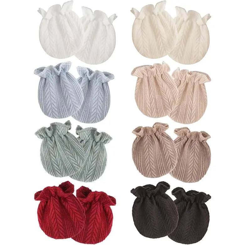 BY-PHDW09  Newborn Infant Mittens No Scratch Cotton Elastic Wrist Gloves Toddler 0-6 Months