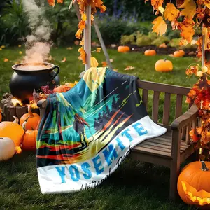 1 piece Hiking Scenery in Yosemite National Park themed flannel blanket - Microfiber comfortable flannel sofa blanket, suitable for beds and sofas, all-season use, modern design, digitally printed pattern, 100% polyester material, machine washable