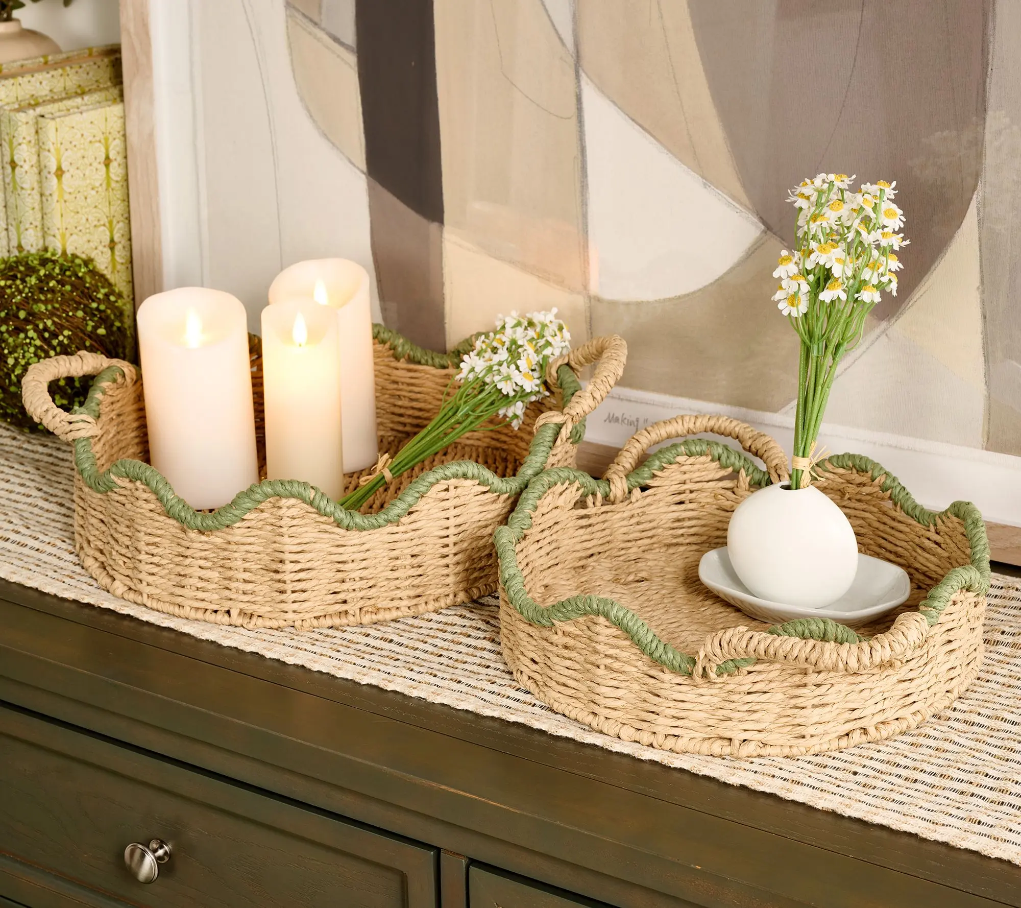 Home Reflections S/2 Nesting Scalloped Basket Trays Home Reflections S/2 Nesting Scalloped Basket Trays