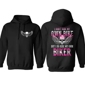 [Made In USA] Unisex Cool Skull Hoodie, I Don’t Ride My Own Bike But I Do Ride My Own Biker Hoodie, Funny Skull Wings Motorcycle Pullover, Biker Wife Gift, Rebel Streetwear Hoodie, Edgy Graphic Outfit, Sizes S–5XL