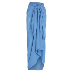 St. Tropez Sarong - Azure Crinkle Linen