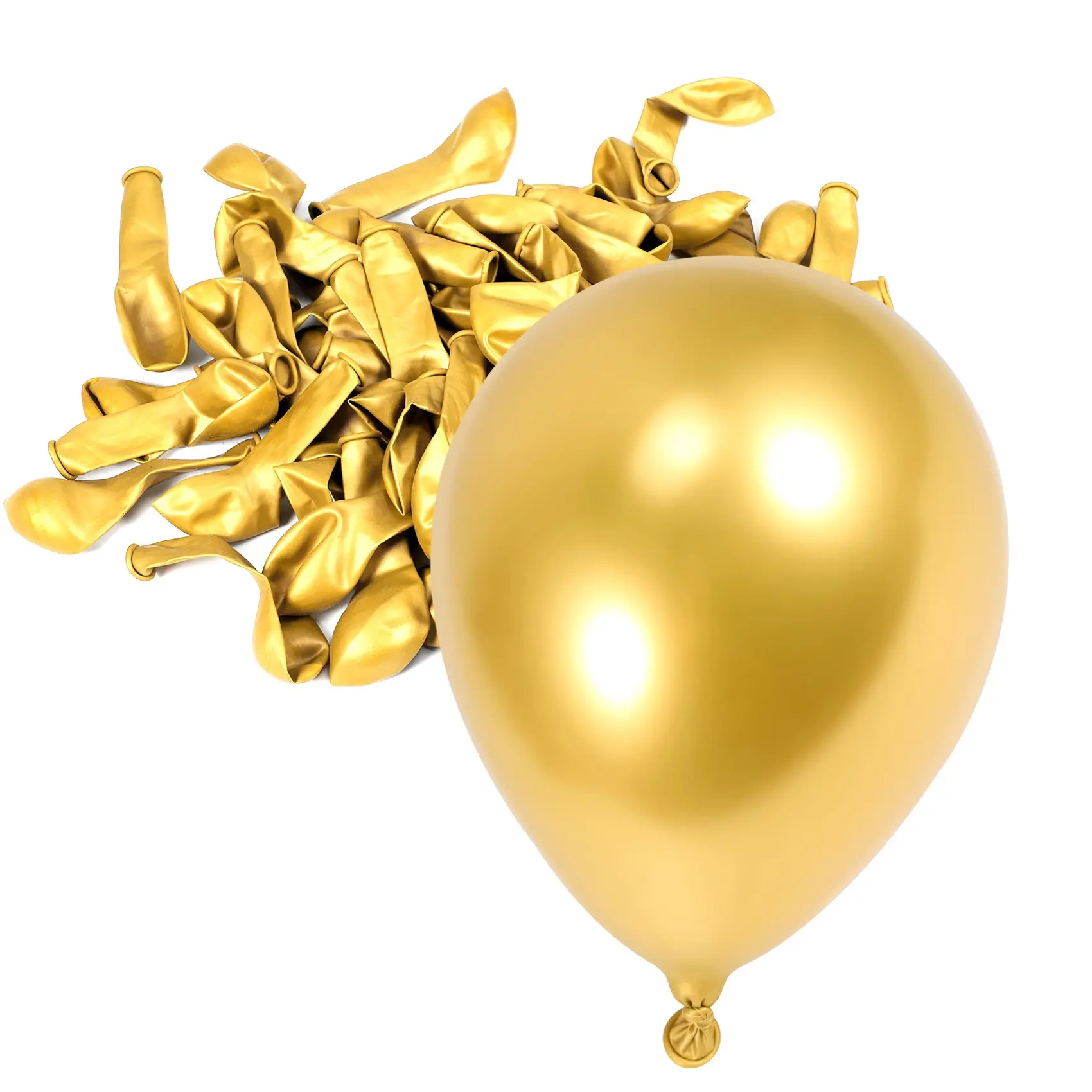 5-Inch Gold Metallic Chrome Latex Balloons (100Pcs), Helium-Compatible Round Party Balloon Decorations for Wedding, Engagement, Party Balloons Decorations