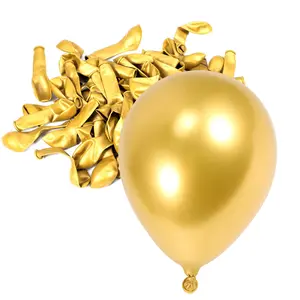 5-Inch Gold Metallic Chrome Latex Balloons (100Pcs), Helium-Filled Round Decor Balloons for Wedding, Graduation