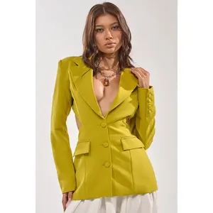 PARTY IN THE BACK CUTOUT BLAZER IN CHARTREUSE