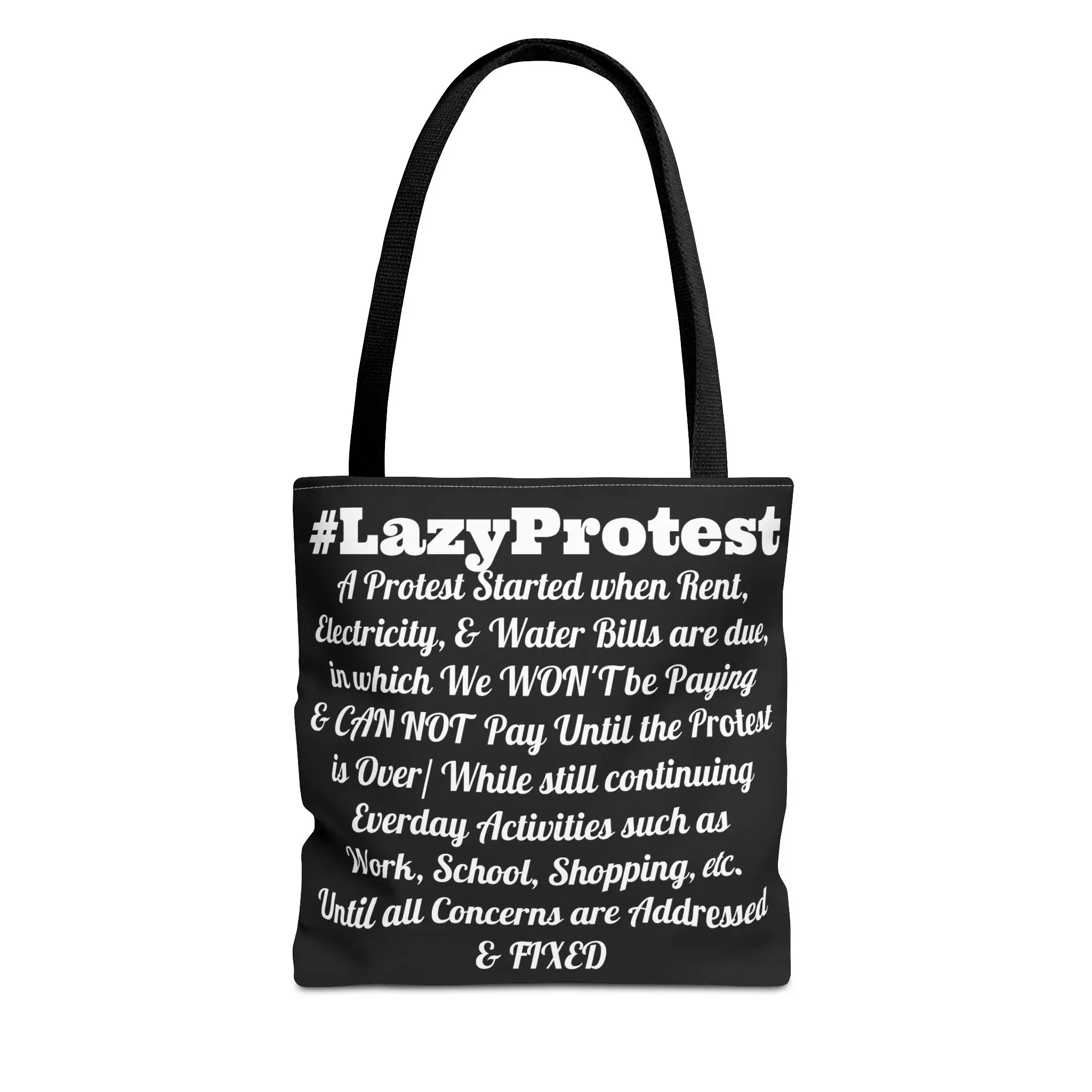 #Lazyprotest & #VideoPetition Tote Bag (AOP)