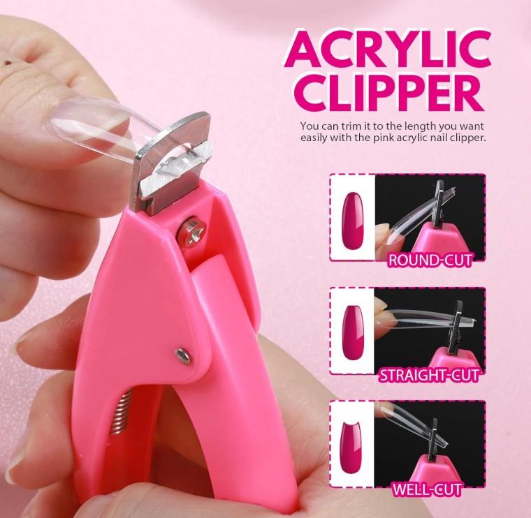 600 Pcs Clear Coffin Nail Tips, Acrylic Nail Kit, Clear Press On Nails, Long Fake Nails Coffin Nail Tips Full Cover, Acrylic Nail Clipper Nail Stand for Nail Extensions