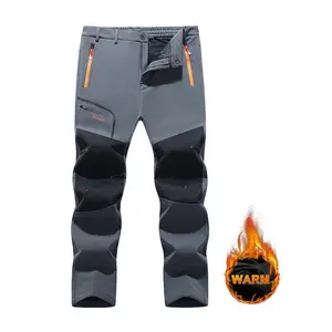 Men's Color Blocking Fleece Lining Warm Windproof Pants With Drawstring Thickened Comfy Pants For Outdoor Activities Mountaineering Skiing Ideal Gift for Winter Sports Enthusiasts