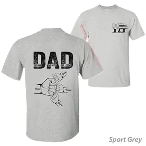 Custom Name Kids Dad T-Shirt, Note Your Child's Name When Placing Your Order, Personalized Father's Day Gift with Kids Names, American Flag Dad Apparel, Unisex Cotton Top Made In The USA