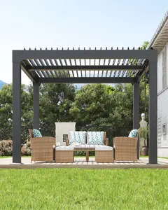 GAOMON Louvered Pergola Backyard Patio Garden Sheds 10 x10 Ft, Outdoor Pergola with Adjustable Louvered Roof, Integrated Drainage System, Reinforced Aluminum Frame, Hardtop Gazebo for Patio, Deck, Gray