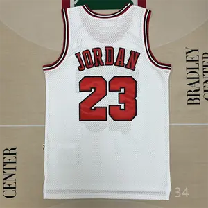 MJ stitched Men's Sleeveless Basketball Jersey White 1997-98