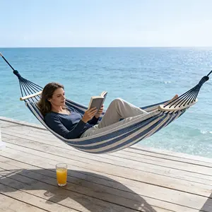 1 piece balcony garden leisure hammock, outdoor camping swing hammock, double widened hammock, courtyard garden forest hammock, outdoor park courtyard rest hammock, durable colorful canvas camping hammock, portable and lightweight outdoor hammock, suitabl