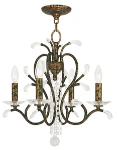 4 Light Verona Bronze Mini Chandelier with Clear Crystals Shade