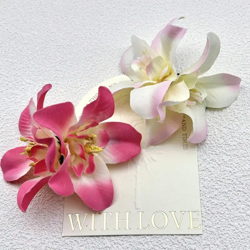 Boho Style Ombre Orchid Design Hair Clip Set, Elegant Flower Decor Hair Accessories for Women & Girls, Minimalist Headwear Suitable for Thick Hair, Decorative Hair Clips